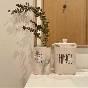 NEW RAE DUNN MARBLE BATHROOM SET KEEP THINGS